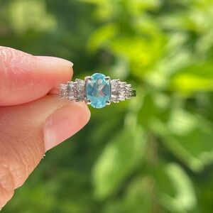 Betroka Blue Apatite and Diamond Ring